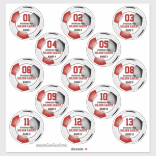 13 PC Set Kinder Rot Schwarz Fußball Mannschaft Fa Aufkleber