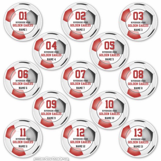 13 PC Set Kinder Rot Schwarz Fußball Mannschaft Fa Aufkleber (Vorderseite)