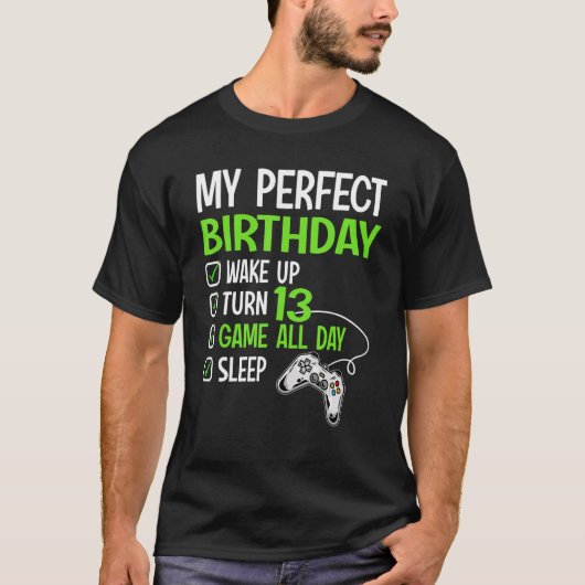 13. Perfect Birthday Boys Gaming 13 Jahre alt Ga T-Shirt (Vorderseite)
