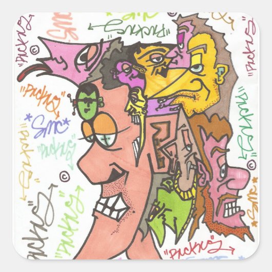 13 Phaces quadriert Quadratischer Aufkleber (Vorderseite)