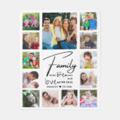 13 Photo Collage Family Quote Name Black And white Fleecedecke (Vorderseite)