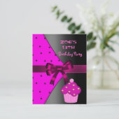 13. Pink Cupcake Spot Geburtstagsparty Einladung (Stehend Vorderseite)