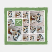13 Quadratische Fotocollage Monogramm Grün - grün Fleecedecke (Vorderseite (Horizontal))