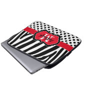 13" Red Black Zebra Stripes Polka Dots Laptop Case (Vorne Knopf)