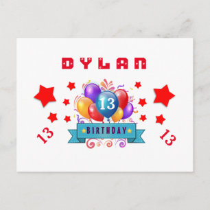 13. Rett Geburtsdatum Ballons und Sterne S11 Ankündigungspostkarte