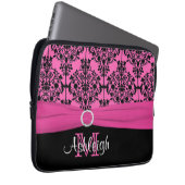 13" Rosa Schwarz-weiße IMITAT Band-Laptop-Hülse Laptopschutzhülle (Vorne Rechts)