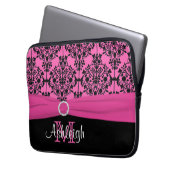 13" Rosa Schwarz-weiße IMITAT Band-Laptop-Hülse Laptopschutzhülle (Vorderseite Links)