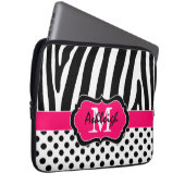 13" Rosaschwarzer Zebra Stripes Laptopschutzhülle (Vorne Rechts)