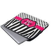 13" Rosaschwarzer Zebra Stripes Laptopschutzhülle (Vorne Knopf)