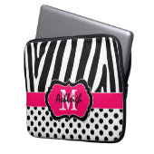 13" Rosaschwarzer Zebra Stripes Laptopschutzhülle (Vorderseite Links)