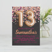 13. Rose Gold Geburtstag Einladung (Stehend Vorderseite)