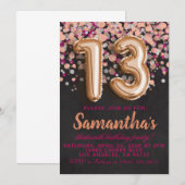 13. Rose Gold Geburtstag Einladung (Vorne/Hinten)