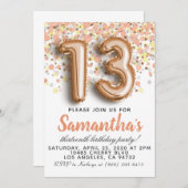 13. Rose Goldener Geburtstag Einladung (Vorne/Hinten)