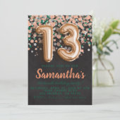 13. Rose Goldener Geburtstag Einladung (Stehend Vorderseite)