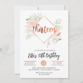 13. Rose Goldener Geburtstag Einladung (Vorderseite)