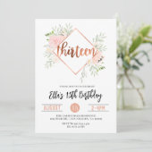 13. Rose Goldener Geburtstag Einladung (Stehend Vorderseite)