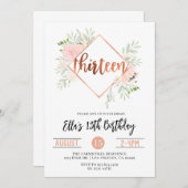 13. Rose Goldener Geburtstag Einladung (Vorne/Hinten)