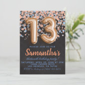 13. Rose Goldener Geburtstag Einladung (Stehend Vorderseite)