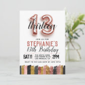 13. Rose Goldener Geburtstag Einladung (Stehend Vorderseite)