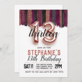 13. Rose Goldener Geburtstag Einladung (Vorne/Hinten)