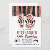 13. Rose Goldener Geburtstag Einladung (Vorne/Hinten)