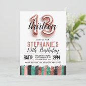 13. Rose Goldener Geburtstag Einladung (Stehend Vorderseite)