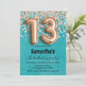 13. Rose Goldener Geburtstag Einladung (Stehend Vorderseite)