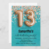 13. Rose Goldener Geburtstag Einladung (Vorne/Hinten)