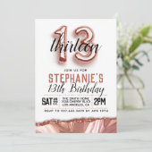13. Rose Goldener Geburtstag Einladung (Stehend Vorderseite)
