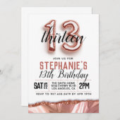 13. Rose Goldener Geburtstag Einladung (Vorne/Hinten)