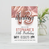 13. Rose Goldener Geburtstag Einladung (Stehend Vorderseite)