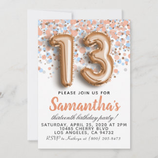 13. Rose Goldener Geburtstag Einladung