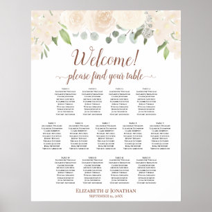 13 Rose mit blassgelbem Pfirsichdach Hochzeitstabe Poster