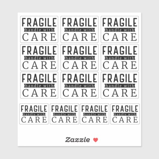 13 Schwarz-Fragile-Handle mit Betreuung für kleine Aufkleber (Blatt)