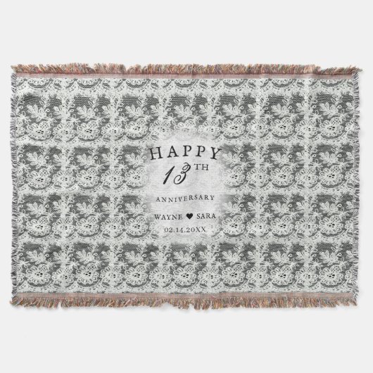 13. Schwarz + Weiße Spitzen Hochzeit Jahrestag Decke (Vorderseite)