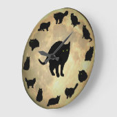 13 Schwarze Katzen und Vollmond Große Wanduhr (Winkel)