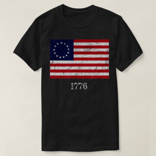 13 Star Flag Betsy Ross Design störte Amerikaner T-Shirt (Design vorne)