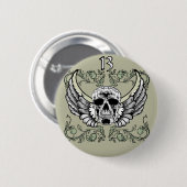 13 Stunden-Schädel-Uhr-Muster Button (Vorne & Hinten)