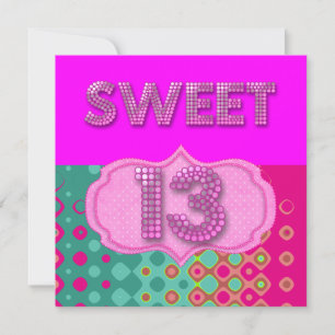 13. Sweet 13 Geburtstagsparty Pink Aquamarin Moder Einladung