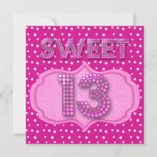13. Sweet 13 Geburtstagsparty Pink Polka Dots Einladung