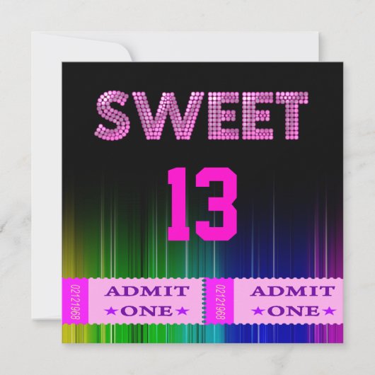 13. Sweet 13 Geburtstagsparty Tickets Spaß Einladung (Vorderseite)