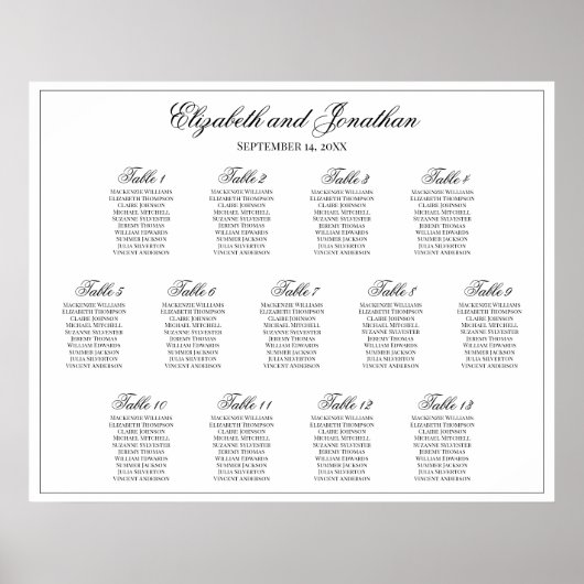 13 Tabelle Einfache Eleganz Hochzeitskarte Poster (Vorne)