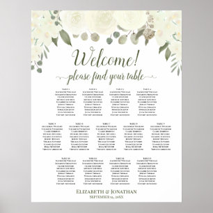 13 Tabelle Elfenbeinweiße Hochzeitskarte Poster