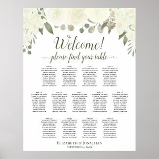 13 Tabelle Elfenbeinweiße Hochzeitskarte Poster
