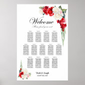 13 Tabelle Rot-Rose-Blumenmuster Poster (Vorne)