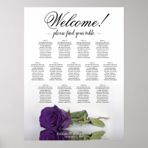 13 Tabelle Royal Lila Rose Hochzeitssitzkarte Poster