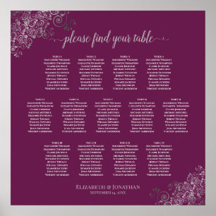 13 Tabelle Silver & Cassis Hochzeitskarte Poster