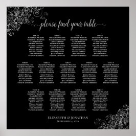 13 Tabelle Silver Frills Black Wedding Seating Cha Poster