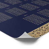 13 Table Navy Blue Wedding Seating Chart Gold Rose Poster (Ecke)