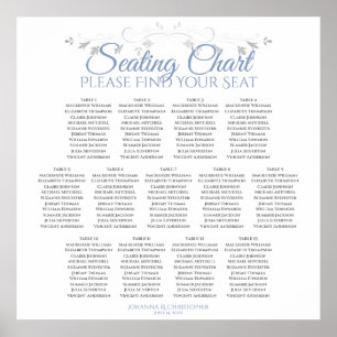 13 Tafelblau auf weißer Hochzeitssattelkarte Poster